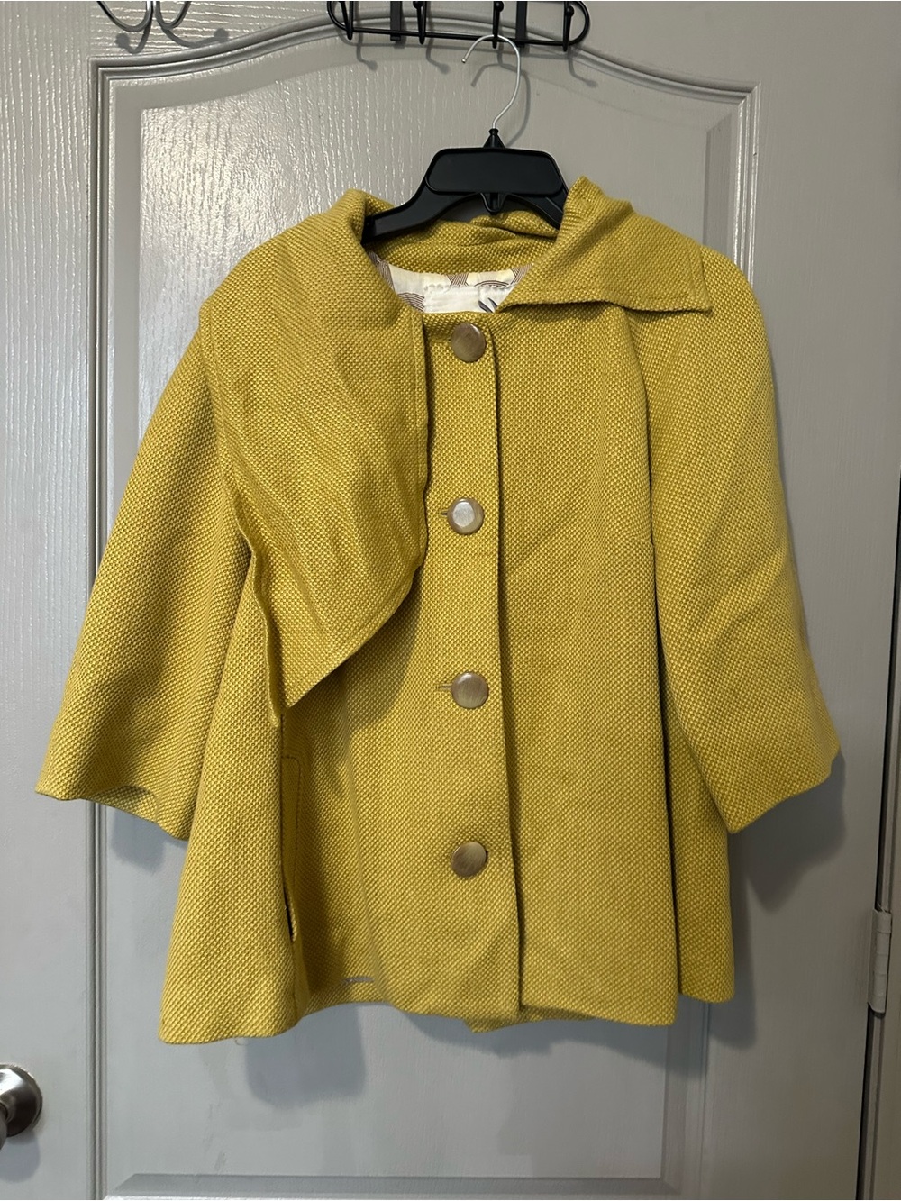 Tabitha Womens Large Anthropologie Tabitha Wool Coat Yellow Chic Old Money
